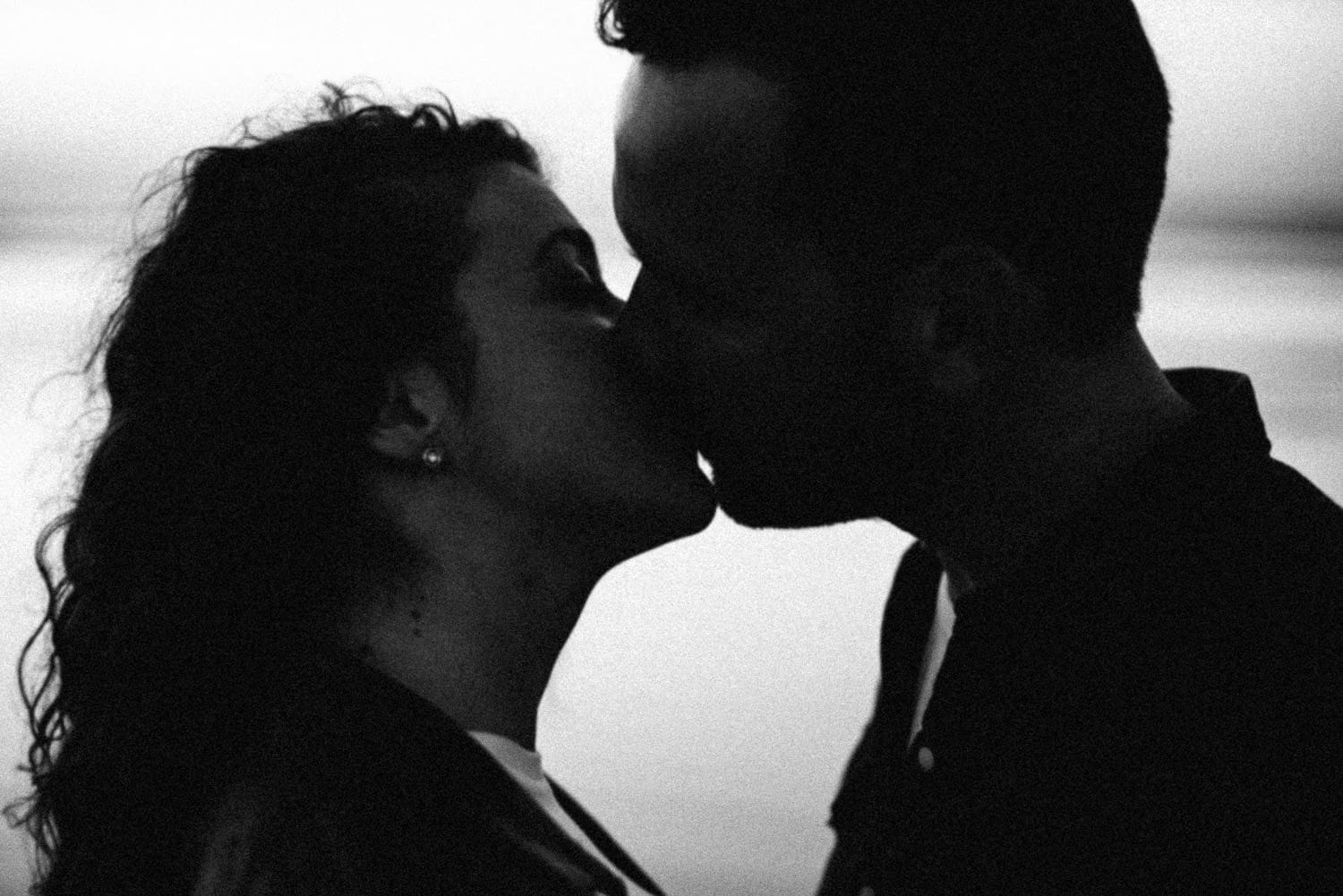 couple kissing black and white Couples Session Photography