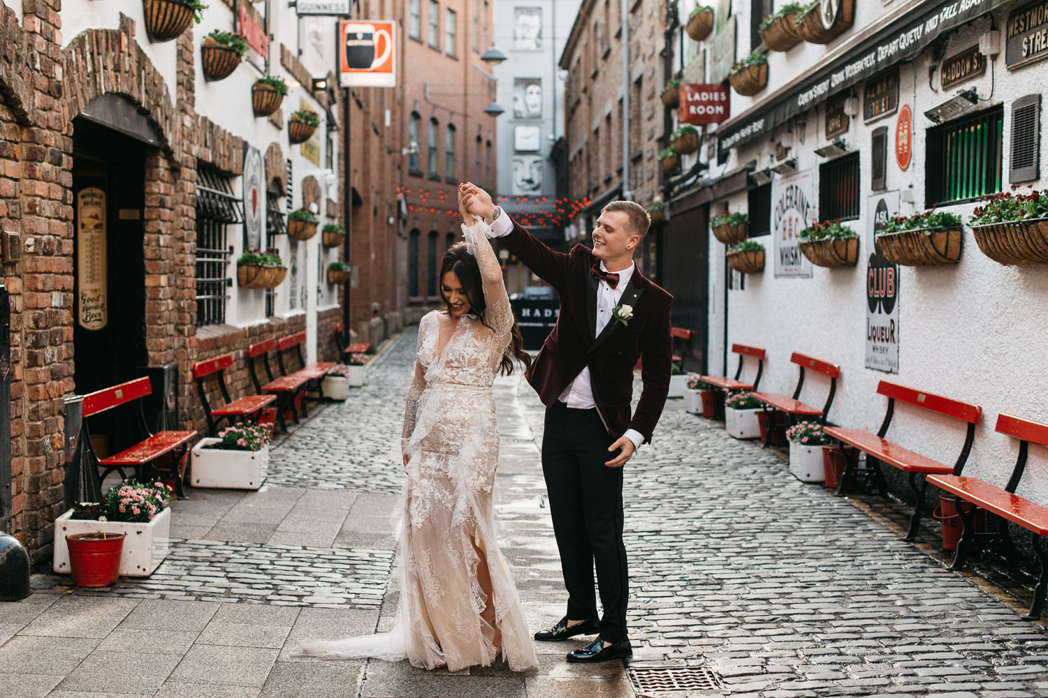 bride and groom dancing at duke of York Merchant Hotel Belfast Wedding