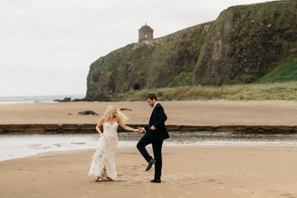 couple dancing on the downhill beach Elopement Photographer Ireland