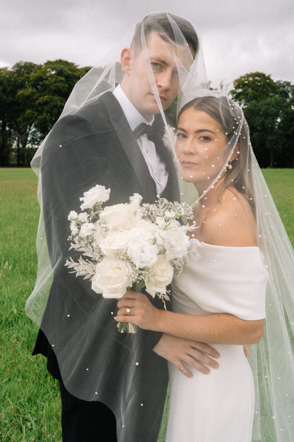 bride and groom under the veil  tankardstown wedding